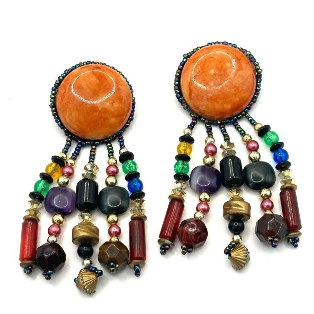 Beaded statement earrings - Picture 2 of 9